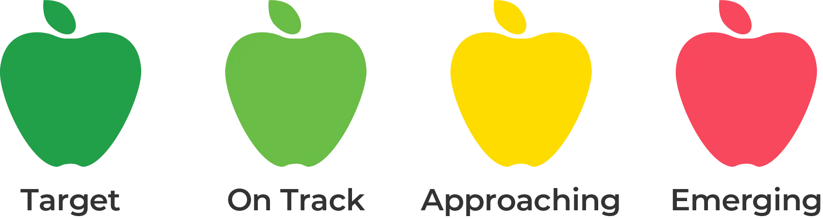 Target, On Track, Approaching, Emerging